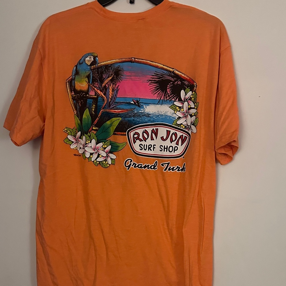Ron Jon Orange Parrot & Beach Graphic Short Sleeve Tee